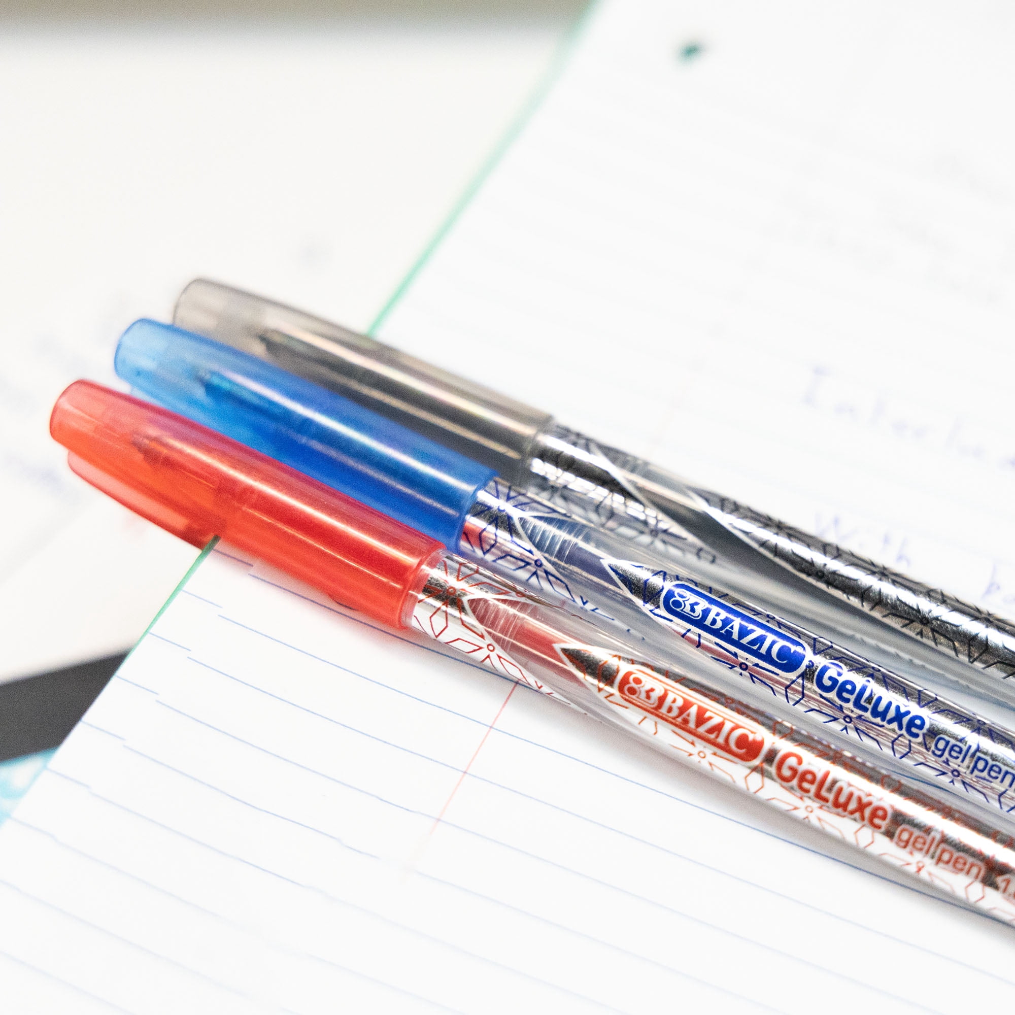 BAZIC GeLuxe Gel Ink Roller Pen, Assorted Colors, 1.0 mm Medium Point (6/Pack), 1-Pack