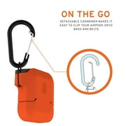 UAG Compatible with AirPods (1st Gen & 2nd Gen), Full-Body Protective Rugged Water Resistant Soft-Touch Silicone Case with Detachable Carabiner, Orange/Dark Grey
