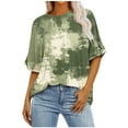 thumbnail image 1 of Pisexur Hauts pour Femmes Mode Décontractée Manches Courtes Col Rond T-Shirts Confortables Amples Imprimé Floral Blouses Printemps Été Hauts Élégants Imprimés Graphiques Grandes Tailles Tops de Sortie S-5TG, 1 of 7