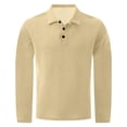 thumbnail image 4 of Havenx Men's Polo Shirts Long Sleeve Button Collared Polo Mesh Ice Silk Textured Quick Dry Shirts Breathable Casual Soft Lightweight Fall Winter Clothes,Beige 7XL, 4 of 6