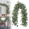 thumbnail image 4 of Ongmies 2Pc Eucalyptus Garland, 6.56 Ft Silver Leaves Garland with White Buds – Artificial Boxwood Vines for Spring & Summer Wedding, Table, Room, and Home Decor, Hanging Front Door Decor, 4 of 5