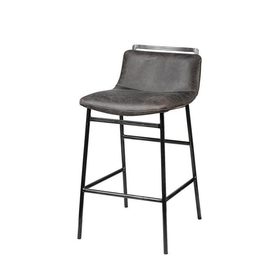 Mercana Kavalan 33.5" Leather Counter Stool in Black