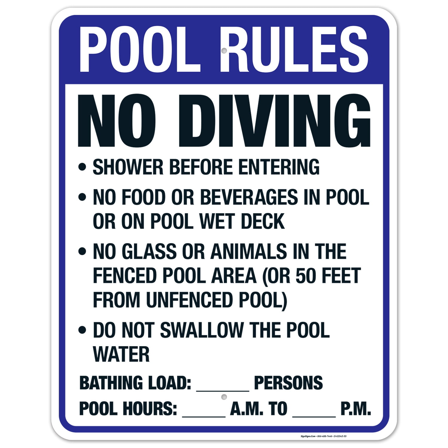 Florida Pool Rules Sign, Complies With State Of Florida Pool Safety