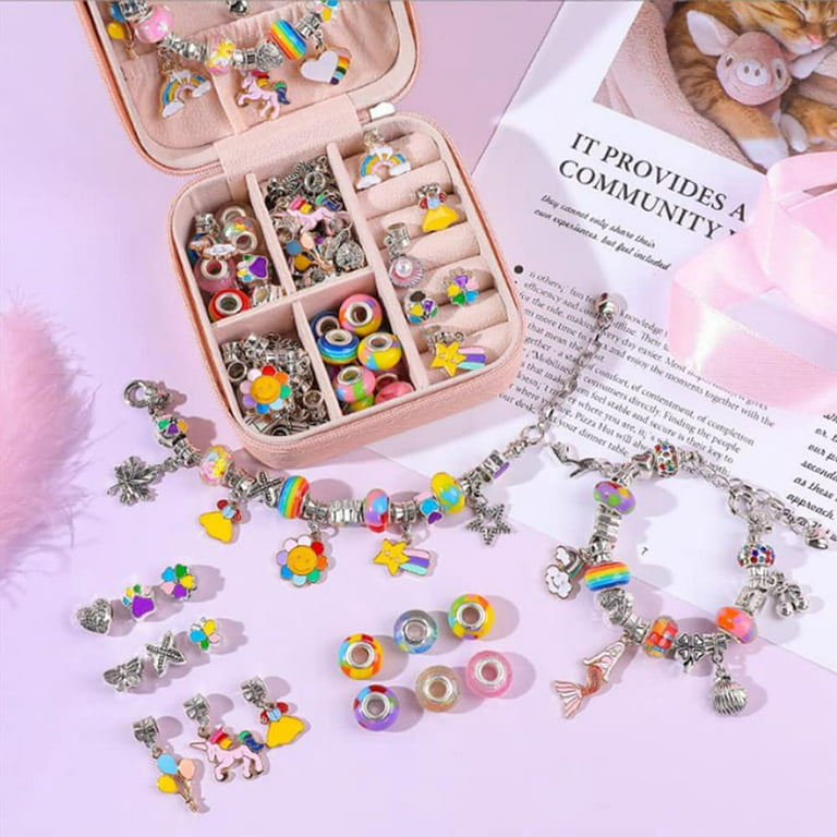 10set Charm Bracelet Making Kit - DIY Jewelry Making Supplies Bead Set, Art  and Craft Gift for Girl, Princess Birthday Gift Party Favors | Girl