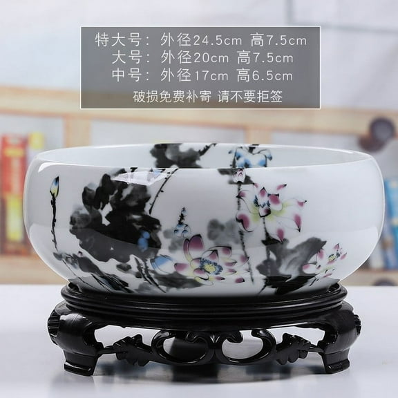 Meggemo Ceramic Flower Pot with Plastic Tray Round Ceramic Plant Pot with Drainage Hole and Plastic Base Tray for Indoor Outdoor Potted Plants Flowers Herbs Succulents