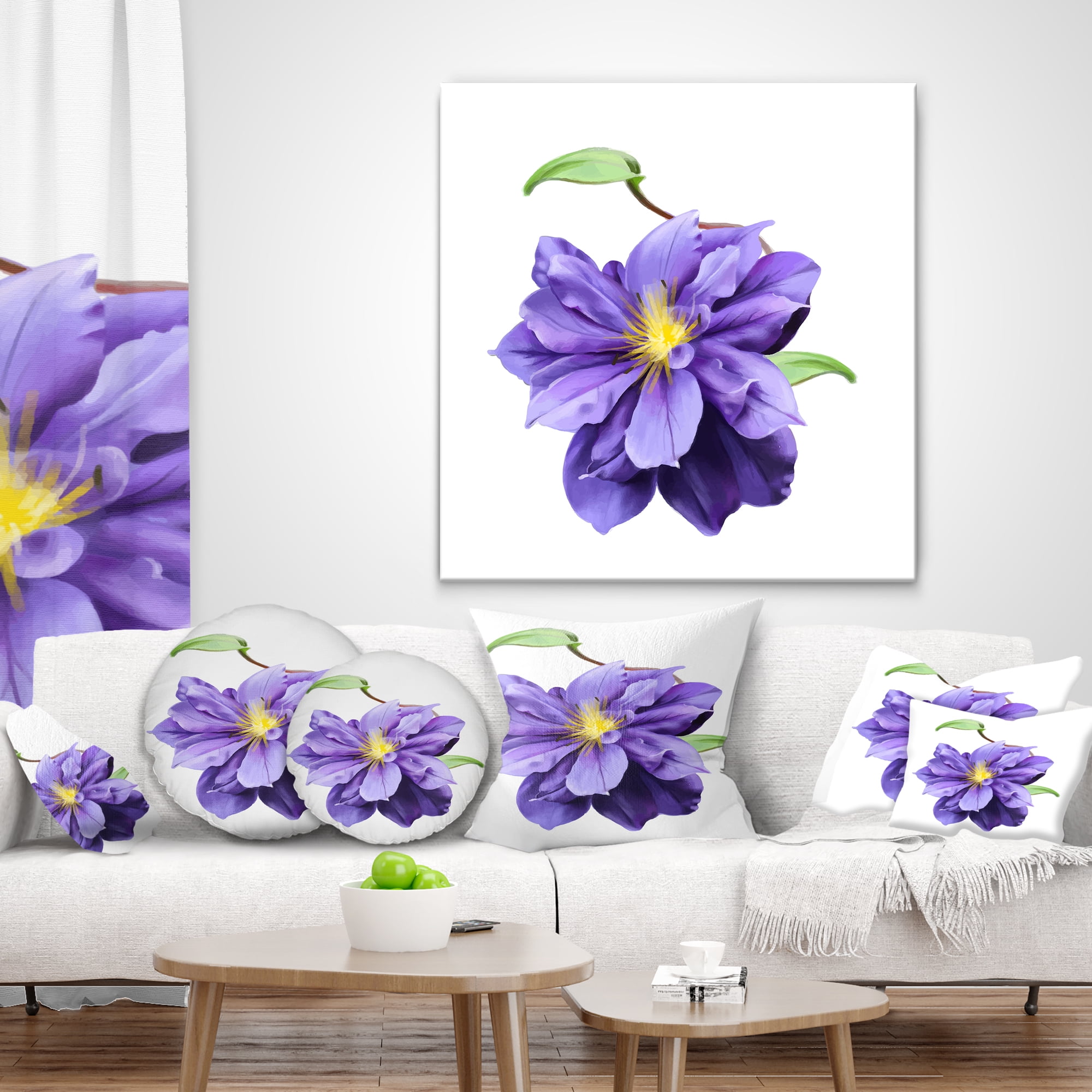 Designart Purple Watercolor Summer Flower - Floral Throw Pillow - 12x20