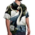 thumbnail image 2 of Swan Men's Short Sleeve Beach Shirts, Casual Poplin Button Down Shirt, Summer Casual Printed Unisex Shirts, 2 of 6