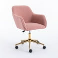thumbnail image 3 of Office Chair with Wheels and Metal Base, Gold Metal Legs 360° Swivel Vanity Chair, Adjustable Height Wool Chairs, 3 of 7