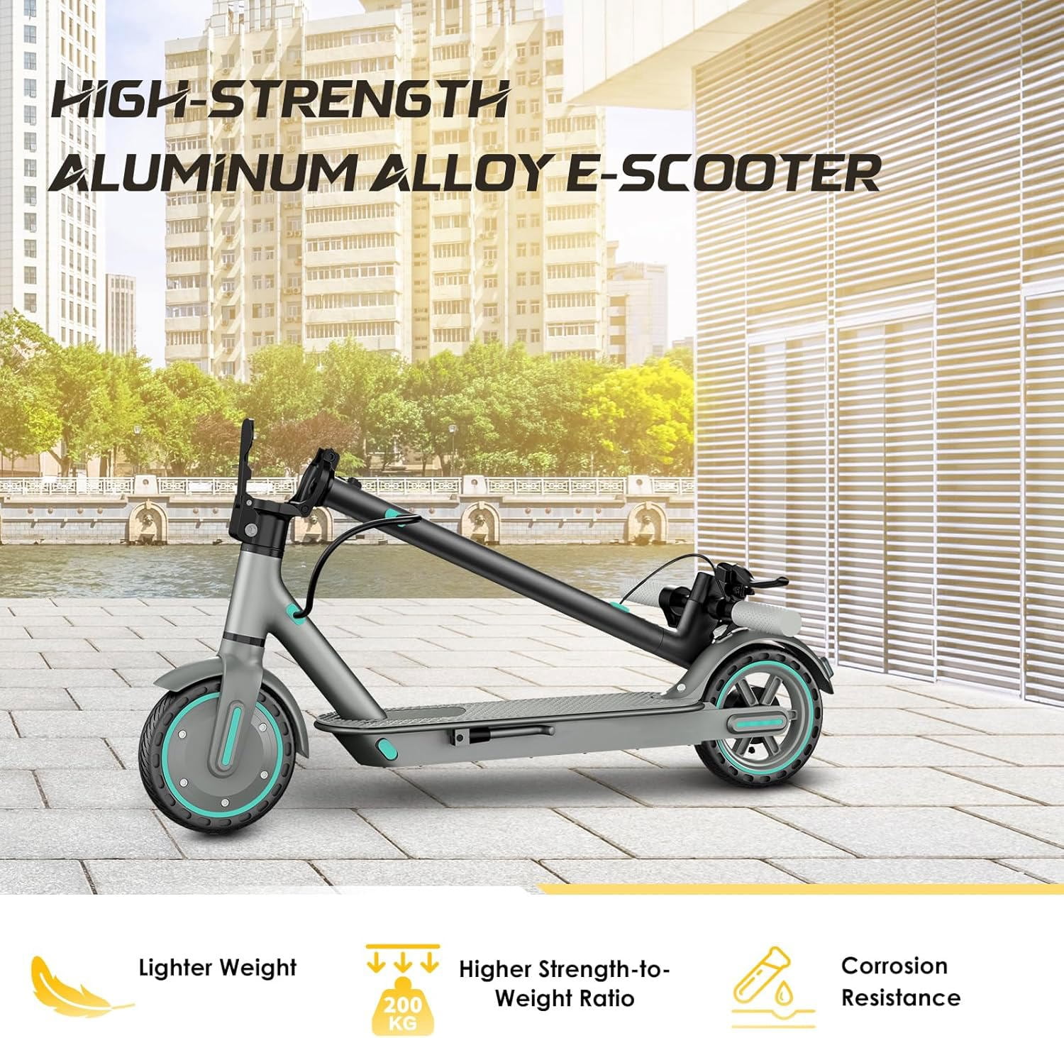 EggKing Electric Scooter for Adults 8.5" Solid Tire 19MPH, 350W Motor Max 15Mile Range Folding Commuting E Scooter