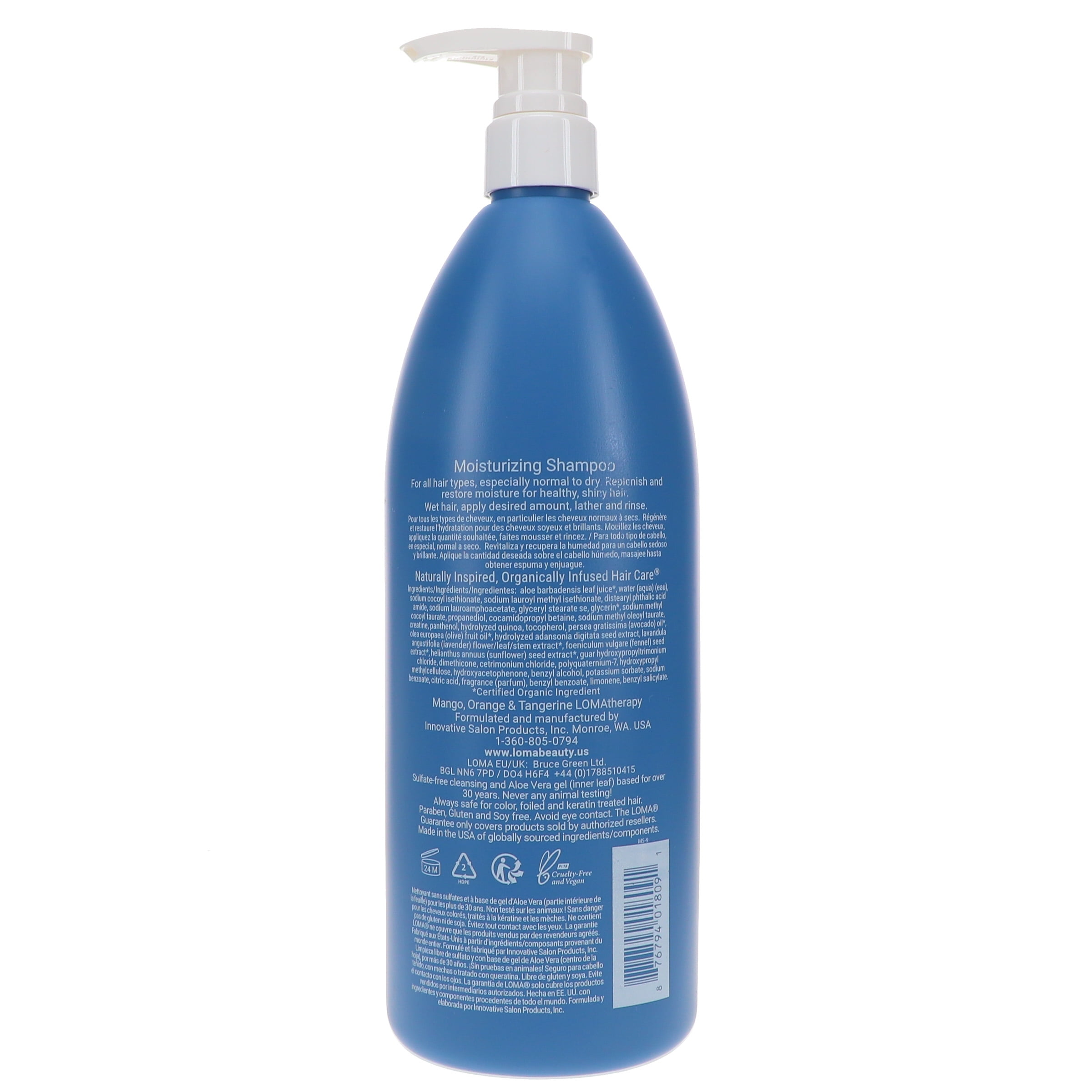 Loma Moisturizing Shampoo for Dry Hair and Scalp, Color-Safe and Sulfate-Free Shampoo, 33.8 fl oz
