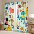 thumbnail image 2 of Homewish Kawaii Dog Kitchen Curtains,Cute Corgi Pug Black Out Curtains Pack of 2 (42x63 Each),Green, 2 of 6