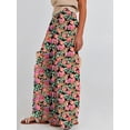 thumbnail image 3 of ANRABESS Womens Wide Leg Pants Summer Casual Palazzo Lounge Pants High Smocked Waist Loose Beach Pants with Pockets, 3 of 11