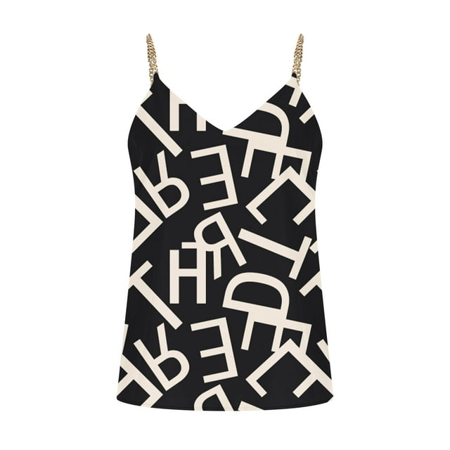 Tops Para Mujer Elegante Blusa Casual Camisas Tirante de Cadena Vintage Cuello en V Sin Mangas Tanque Odeerbi ODB165834