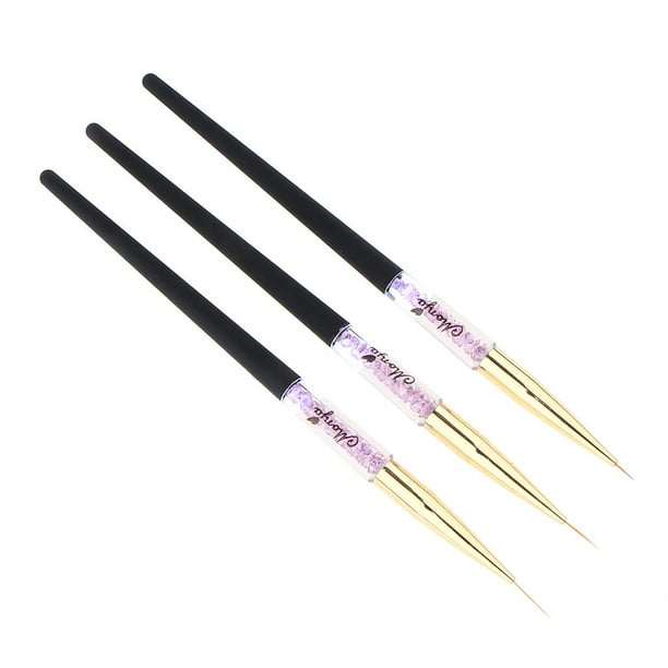 Juego de 3 Pinceles para Arte de Uñas, Juego de Pinceles para El de para Uñas Falsas - Púrpura Negro Baoblaze Pincel de punta redonda