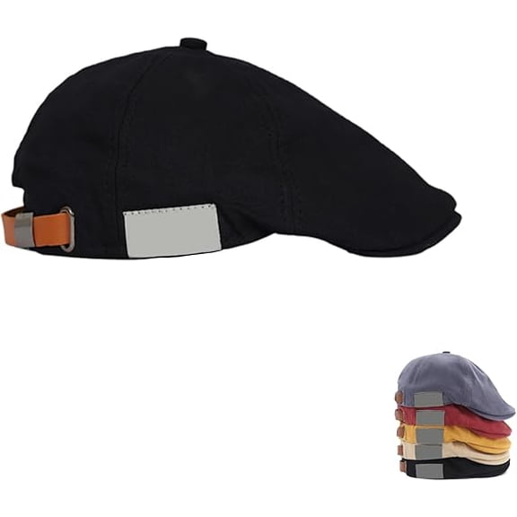Retro Vintage Street Beret Cap, Adjustable Flat Beret Hat for Women and Men, Cotton Linen Winter Hat(1Pcs, B)