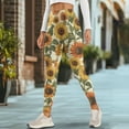 thumbnail image 4 of Renewold Sunflower Beige Yoga Pants for Women with Pockets Full Length Workout Leggings High Waist Tummy Control Lounge Pants Activewear Fashion Womens Leggings, XXL, 4 of 8