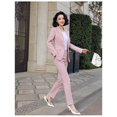 thumbnail image 1 of Blazer de manga larga con frente abierto a cuadros de dos piezas para mujer y conjunto de pantalón con cintura elástica Sailing Electrónica, 1 of 4