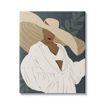 Boho Sun Hat Botanical Leaf Botanical & Floral Graphic Art Gallery Wrapped Canvas Print Wall Art