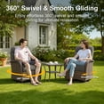 thumbnail image 5 of POCASSY 5 Pieces Outdoor Patio Furniture Set with Swivel Glider Patio Chairs Set of 2, Brown Wicker High Back Outdoor Conversation Set with Swivel Patio Chair, Ottoman, and Side Table, Gray Cushion, 5 of 17