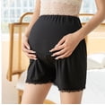 thumbnail image 2 of Feancey Maternity Shorts for Women Lace Trim Pregnant Mother Pajama Bottoms Ice Silk Soft Plus Size Lounge Shorts Comfort Underpants Black L, 2 of 5