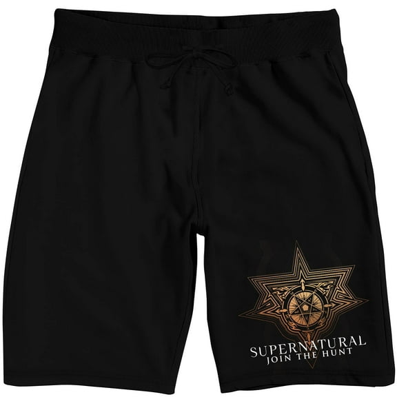 Supernatural Series Join the Hunt Men's Black Graphic Sleep Shorts-Medium