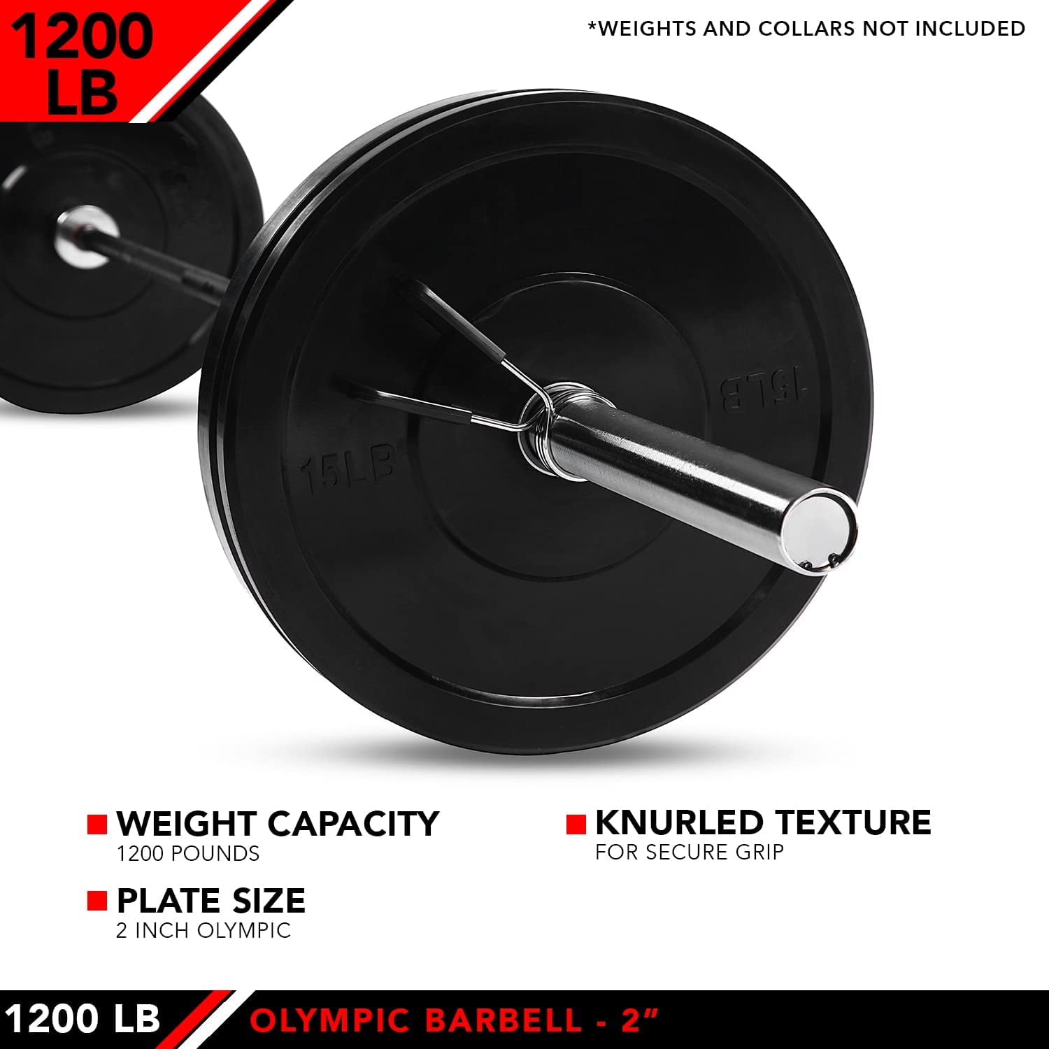 JFIT Olympic Barbell – 2”, 1200 LB Capacity, 7’