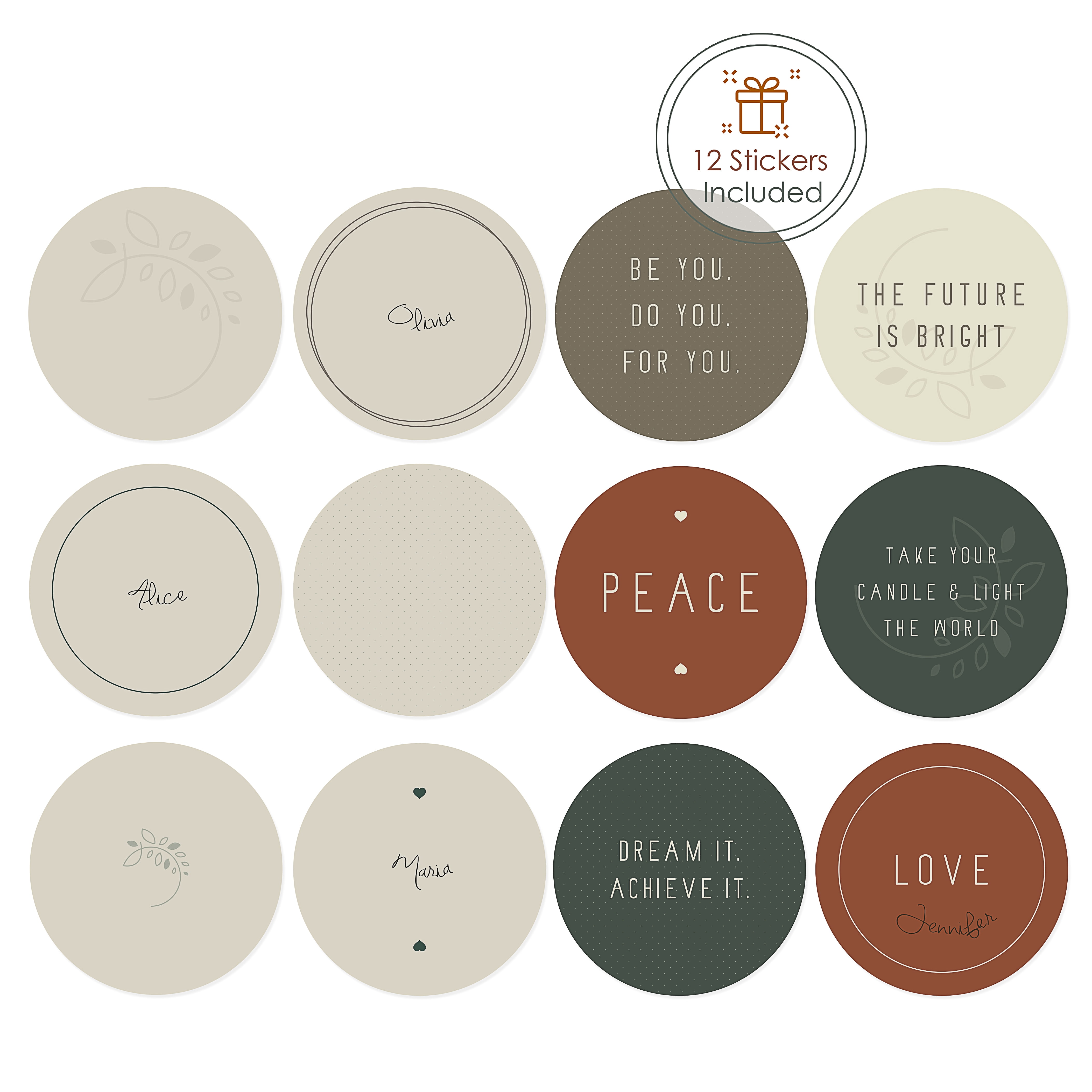 Hearth & Harbor 8 Oz, 12 Pack Painted Illustration DIY Candle Containers with Lids - Tin Candle Jars for Making Candles - Metal Candle Jars - Bulk Tins Storage for Candle