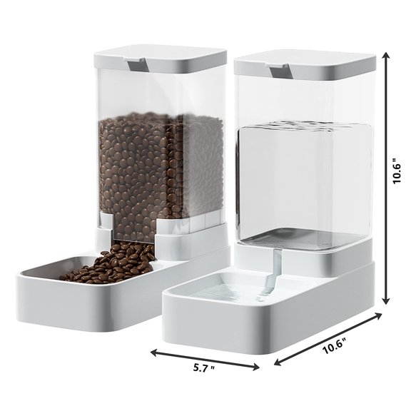 Elook 3.3L Automatic Pet Feeder & Water Dispenser Set, Gravity Pet Food Bowl for Small Medium Dogs, Puppies and Kittens
