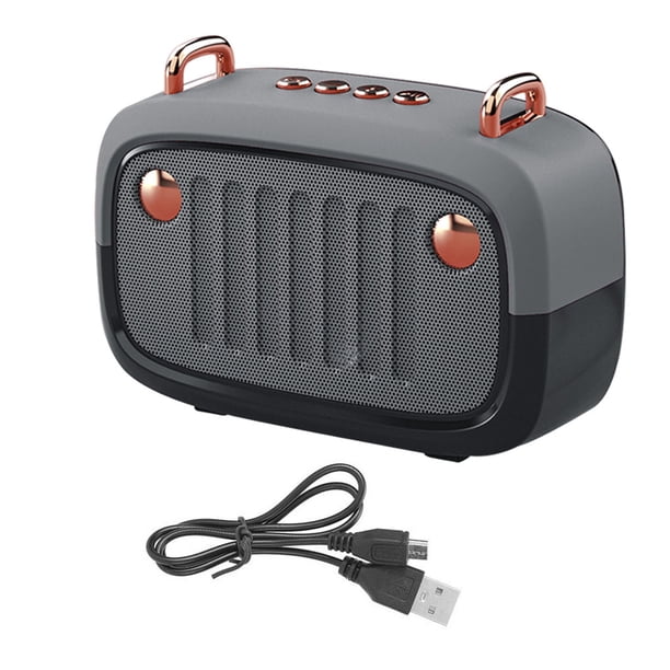 Inteprter BS32D Altavoz Bluetooth inalámbrico portátil Sonido 3D Estéreo Música Surround Altavoz externo Soporte Tarjeta TF Mini reproductor de música Cables de audio/vídeo Gris plateado