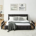 thumbnail image 3 of Queen Bed Frame with 4 Storage Drawers, Upholstered Platform Bed Frame with Wood Slats Support, No Box Spring Needed, Dark Gray, 3 of 9