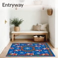 thumbnail image 3 of ODIKA 5'x7' Machine Washable Non-Slip Area Rug, Enchanting Yuletide Elf Parade with Festive Bauble High Traffic Rug with Pad, Blue, 733590, 3 of 8