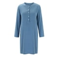 thumbnail image 4 of ZHOGXU Women's Dress Long Sleeve Round Neck Solid Color Button Bohemian Fashion Comfortable Dresses With Pockets For Casual Daily Wear,Light Blue,Xxl, 4 of 8