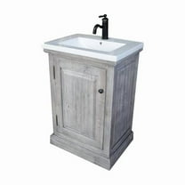 InFurniture  Rustic Solid Fir Vanity with Ceramic Single Sink - Grey - 24 in.