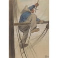 thumbnail image 2 of Herman Heijenbrock 18x24 Black Ornate Framed Double Matted Museum Art Print Titled: Sailor in the Want (1904), 2 of 5