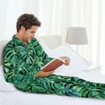 thumbnail image 6 of Naloa Monstera Leaves Men’s Pajamas Set - Long Sleeve Button Down Sleep Shirt and Pajama Bottoms Sleepwear Set-XX-Large, 6 of 7