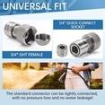 thumbnail image 6 of 3/4 Inch to 1/4 Inch Garden Hose to Mini Power Washer Adapter Stainless Steel Quick Connect Fitting for Pressure Washer Car Wash Patio Home Cleaning,A, 6 of 7