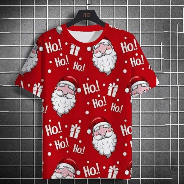 Camiseta divertida de Navidad para hombre, camiseta de Festival, patrón de  Reno de Papá Noel, manga corta, cuello redondo, Tops Unisex, camisetas de 
