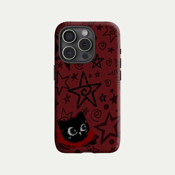 Burgundy Star Red Y2K Fall Retro Aesthetic Artistic Phone Case for iPhone 11 12 13 14 15 16 17 Pro Max