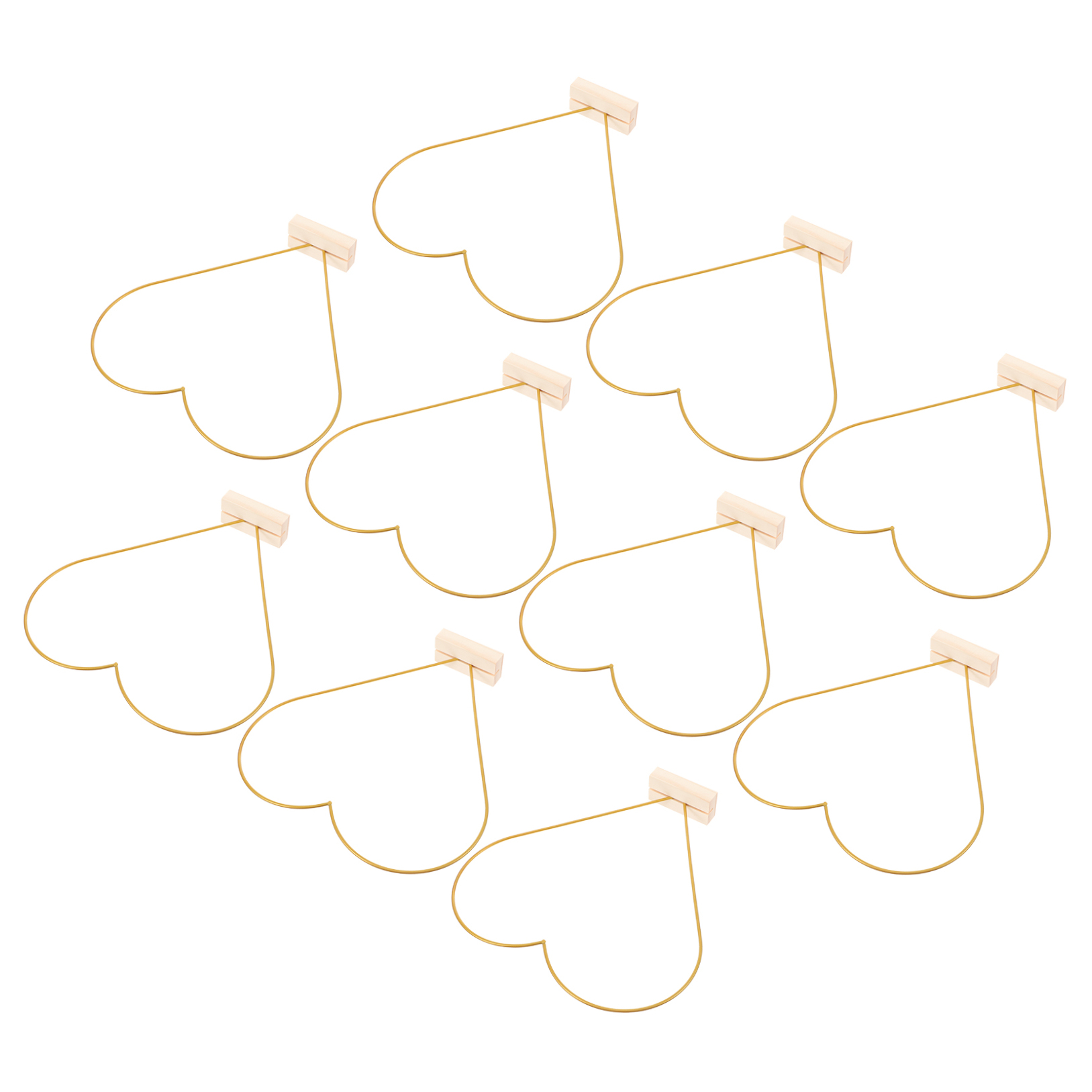 OUNONA 10Sets Golden Metal Floral Hoop with Wooden Base for Wedding Table Decoration and DIY Crafts