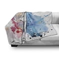 thumbnail image 3 of Fantasy Soft Flannel Fleece Throw Blanket, Sketchy Fashion Lady Hat Looking Watercolor Splash Brushstroke Steam Image, Cozy Plush for Indoor and Outdoor Use, 60" x 80", Pink and Blue, by Ambesonne, 3 of 6