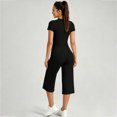 thumbnail image 5 of KPOPLK Womens 2 Piece Workout for Summer Fall Athletic Gym Pilates Yoga Slim Fit Short Sleeve Tee Shirt and Pant Outfit Set Black,Size L, 5 of 8