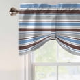 thumbnail image 5 of Tie Up Valances for Windows, Blue Brown Striped Adjustable Valance Curtains Window Treatment for Living Room, Farmhouse Stripes Modern Abstract Art Rod Pocket Kitchen Curtains & Drapes 42x12 Inch, 5 of 9