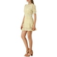 thumbnail image 4 of Allegra K Women's Ruffle Neckline Printed Fit and Flare Ruffle Hem Lace-Inset Mini Dress, 4 of 6