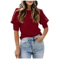 thumbnail image 2 of Fesfesfes Workout Clothes Women Fashion Solid Colour Casual Round Neck Short Sleeve Loose T-Shirt Blouse Tops Womens Winter Tops XS(US:2), 2 of 8