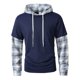 thumbnail image 4 of Ceisia Men's Regular-Fit Fake Two-Piece Plaid-Paneled Hooded Sweatshirt Multi-Style Gift, 4 of 9