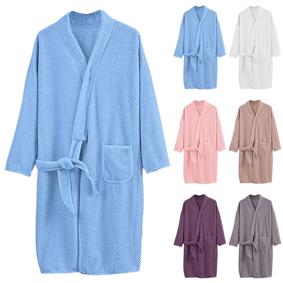 Asxite Womens Robe Solid Thick Fleece Long Sleeve Absorbent Warm Maxi Bathrobe Loungewear