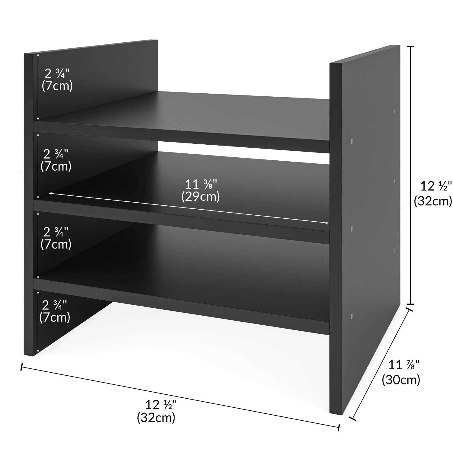 Ballucci 4-Tier Wood Paper Organizer, Compatible with Kalax Cube Storage Shelves, Black
