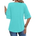 thumbnail image 4 of UVN Blouses for Women V Neck Half Bell Sleeve Shirts Summer Ladies Casual Flowy Tunic Tops, 4 of 8