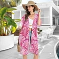 thumbnail image 4 of Beach Vacation Clothes Kimono Cardigan Loose Swimsuit Cover Up for Women Pink Striped Shells L, 4 of 6