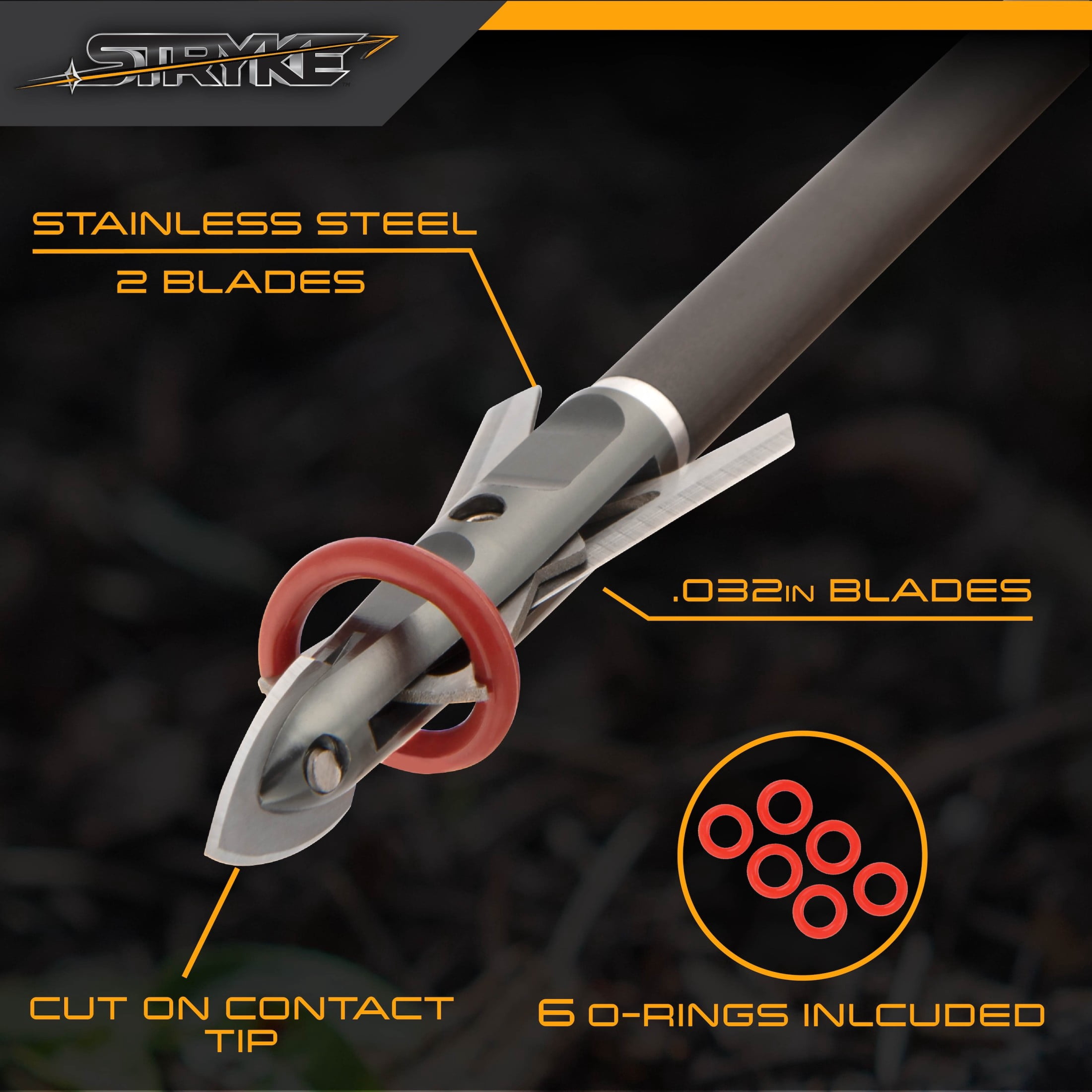 (3 pack) Stryke Rear Deploying Cut-On-Contact Archery Broadheads, 100-Grain, 3-Pack, Carbon Gray